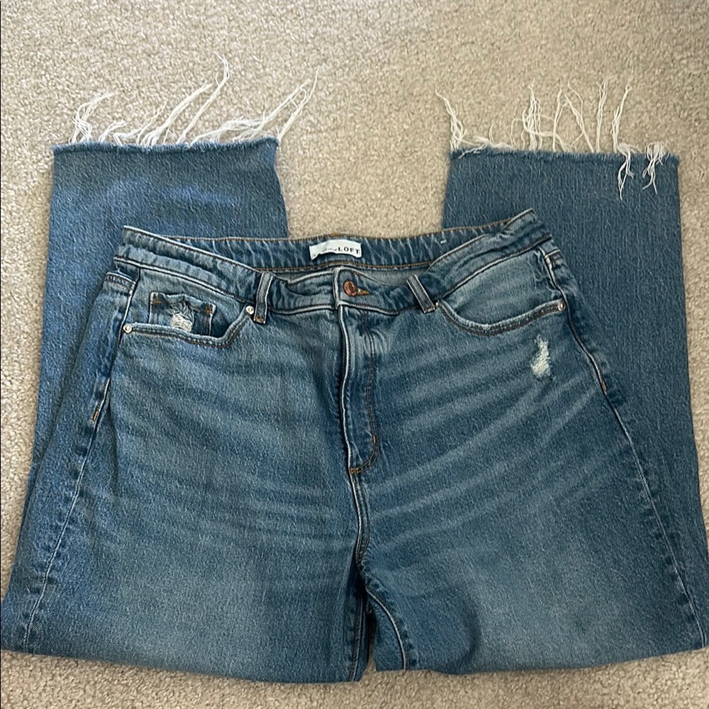 LOFT Blue Straight Leg Jeans with Classic Cotton Denim